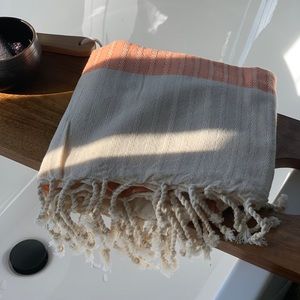 Turkish Peştemal Beach and Bath Towel in Beige and Peach